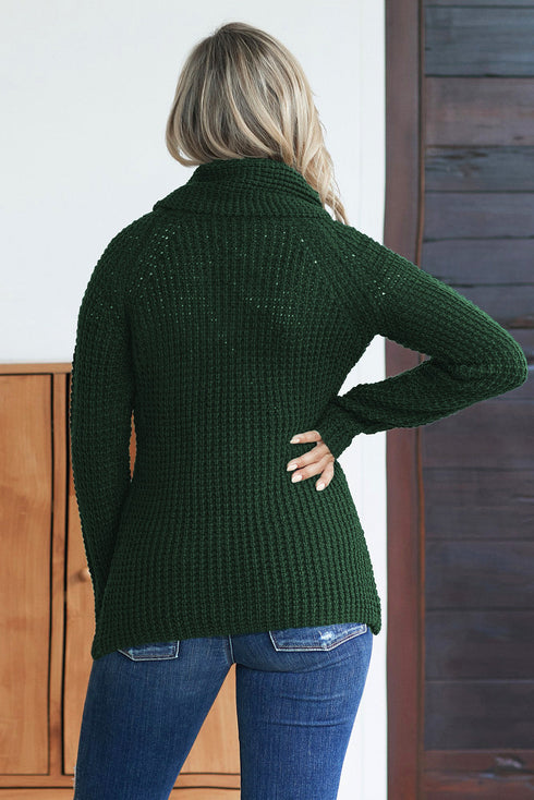 Buttoned Wrap Turtleneck Sweater